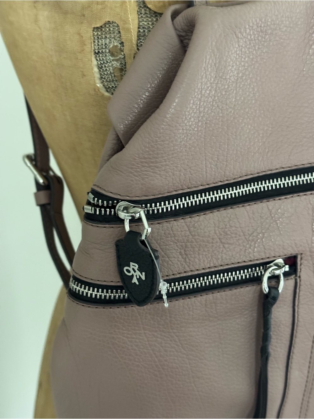 ORYANY Chloe Pebbled Leather Backpack in Dusty Rose - Picture 7 of 9